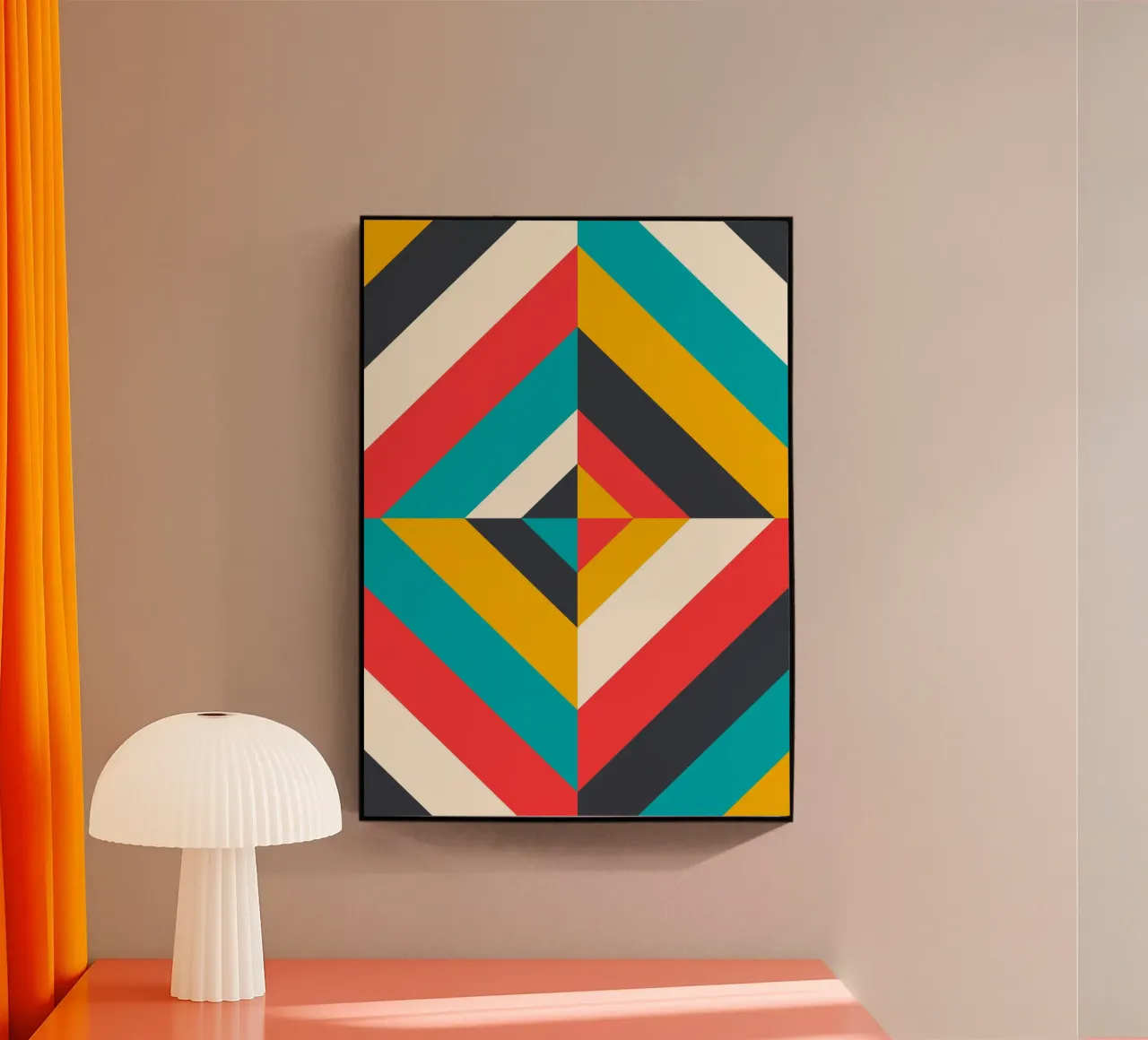 Op Art Diamond Stripes Impresión Geométrica Abstracta Retro metacrilato de Grungeo
