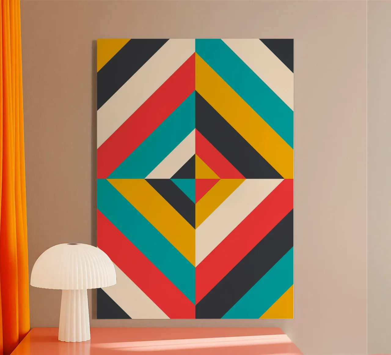Op Art Diamond Stripes Impresión Geométrica Abstracta Retro metacrilato de Grungeo
