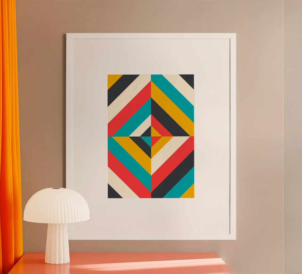 Op Art Diamond Stripes Abstract Geometric Retro Print hahnemühle by Grungeo