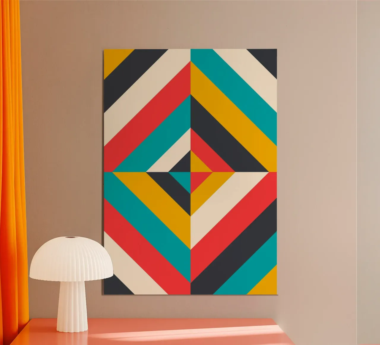 Op Art Diamond Stripes Abstract Geometric Retro Print hahnemühle by Grungeo