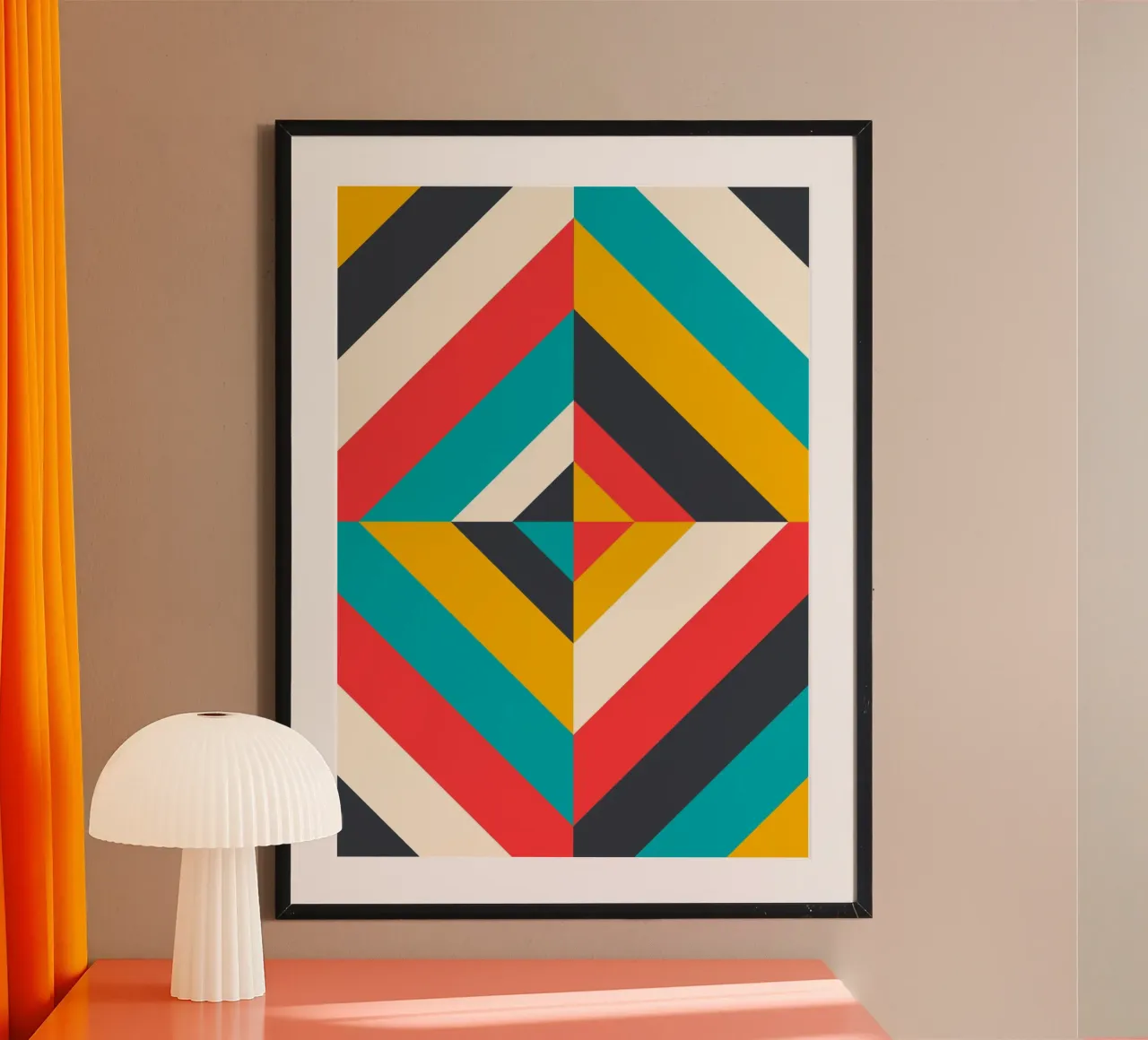 Op Art Diamond Stripes Abstract Geometric Retro Print hahnemühle by Grungeo