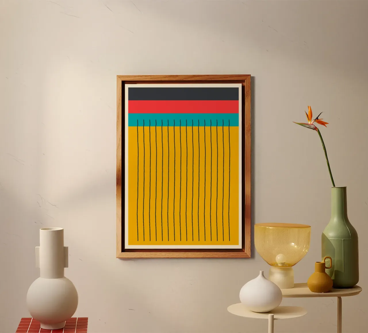 Abstrakte Farbe Block Vertikale Linien Mid-Century Mod Alu-Dibond von Grungeo