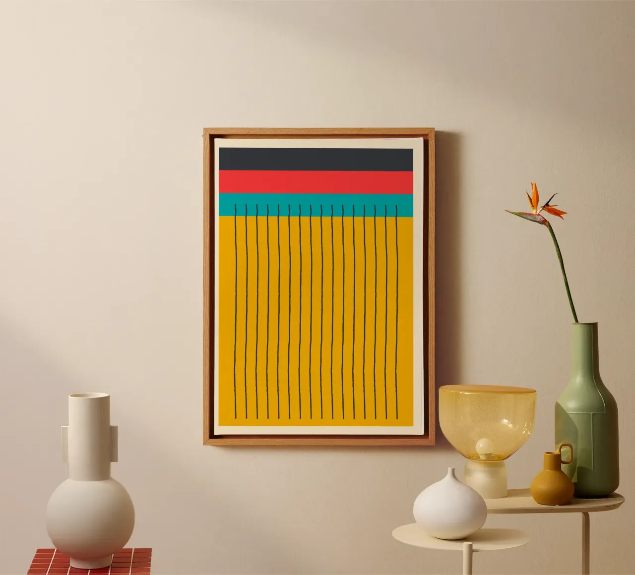 Abstract Color Block Vertical Lines Mid-Century Mod lienzo de Grungeo