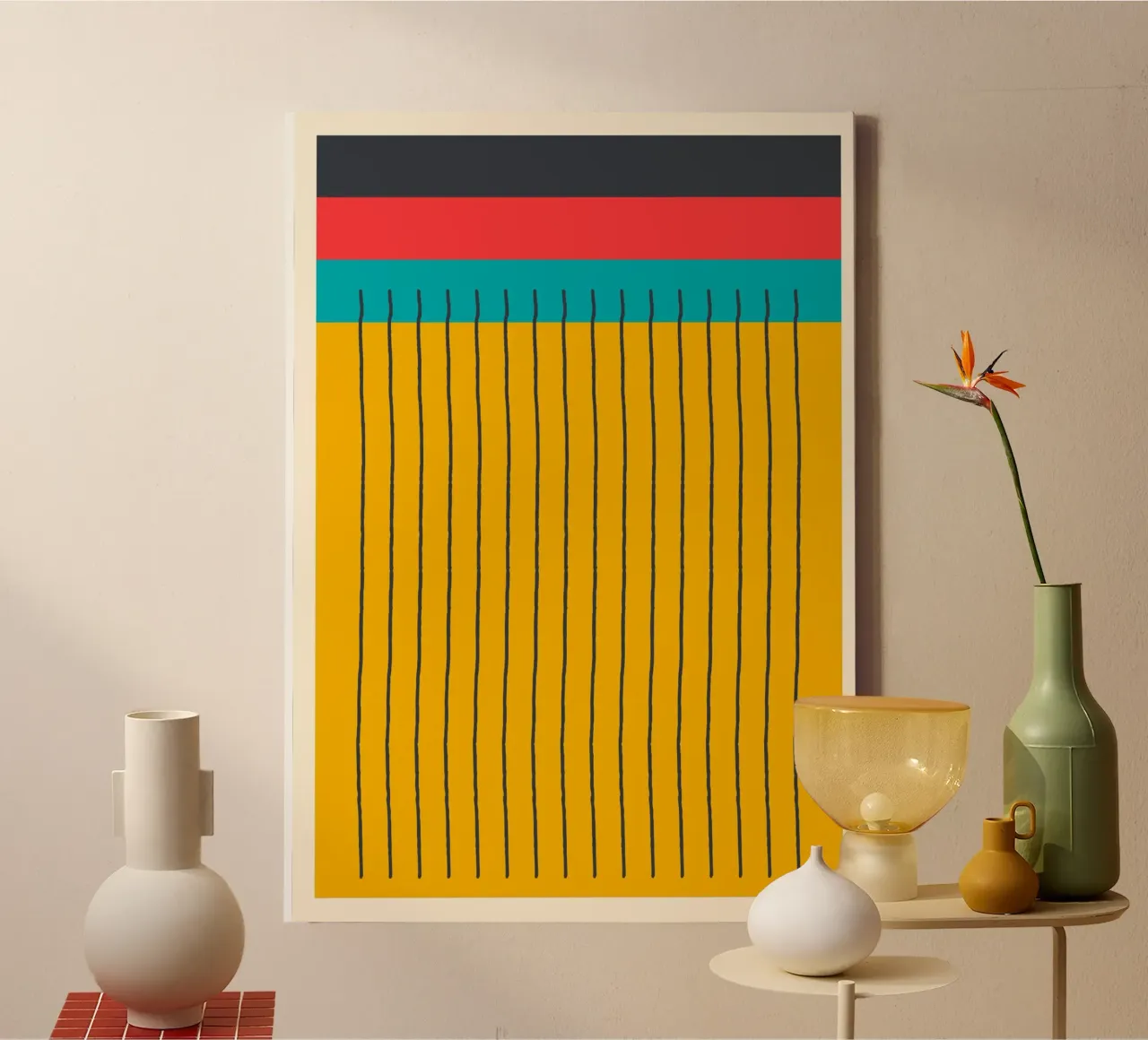 Abstract Color Block Vertical Lines Mid-Century Mod lienzo de Grungeo