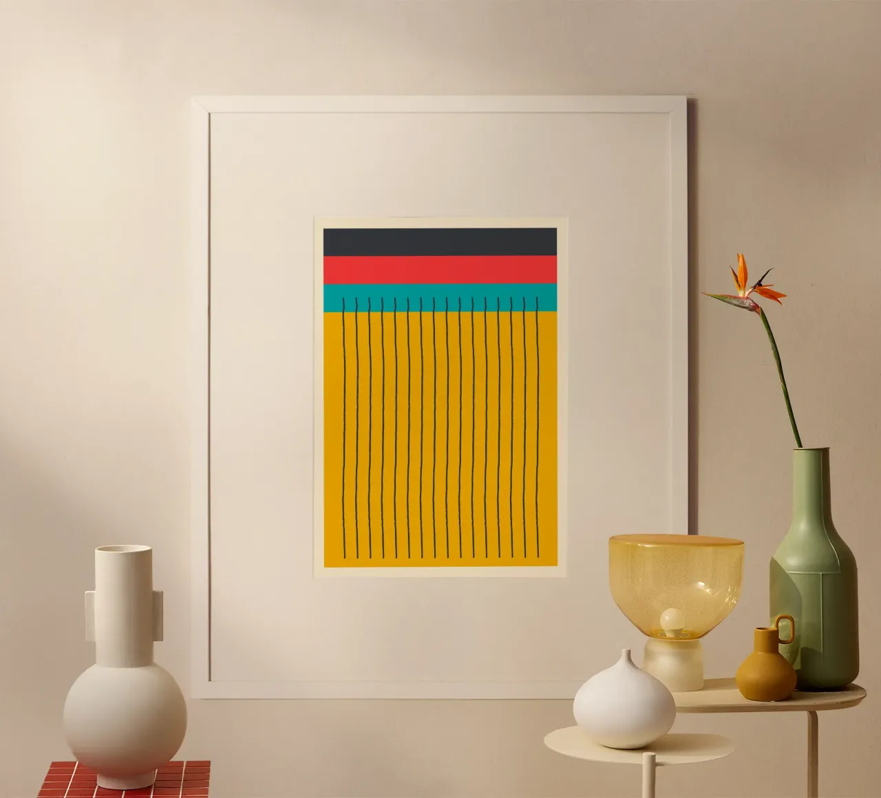 Abstract Color Block Vertical Lines Mid-Century Mod hahnemühle de Grungeo