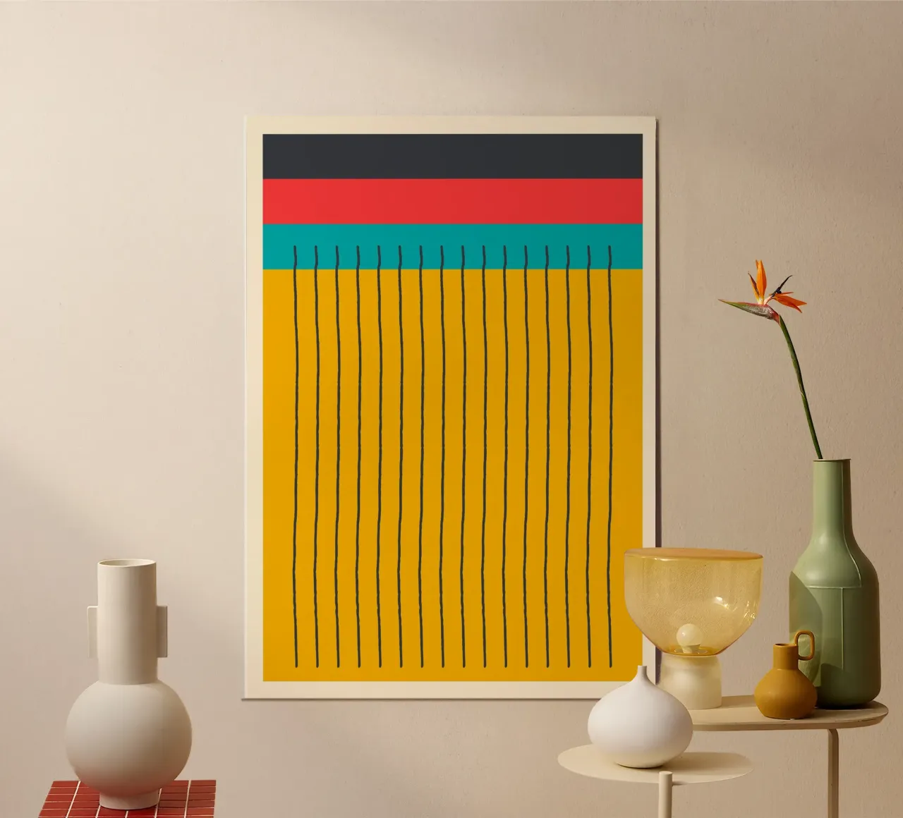 Abstract Color Block Vertical Lines Mid-Century Mod hahnemühle de Grungeo