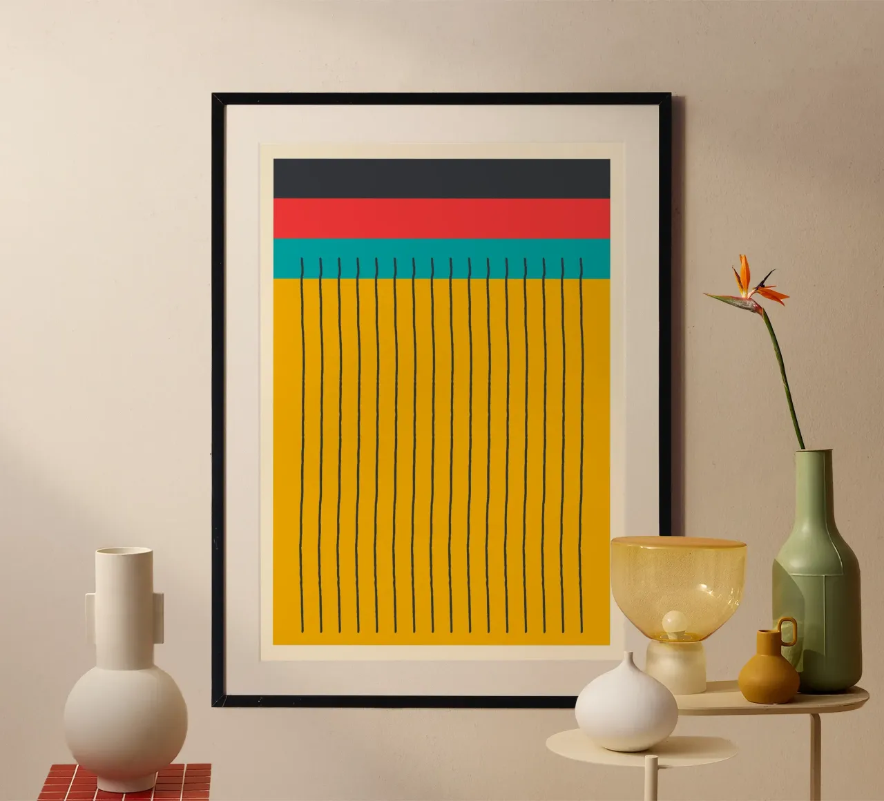 Abstract Color Block Vertical Lines Mid-Century Mod hahnemühle de Grungeo