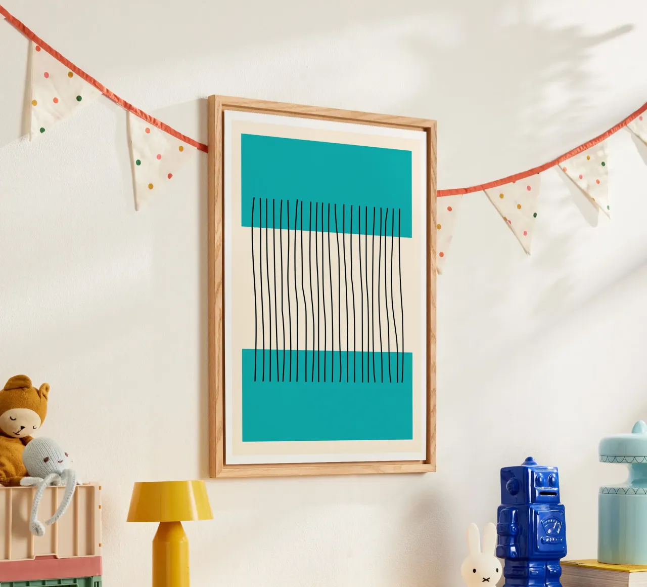 Teal Farbe Block Vertikale Linien Abstrakte Minimalistische Kunst Acryl-Glas von Grungeo