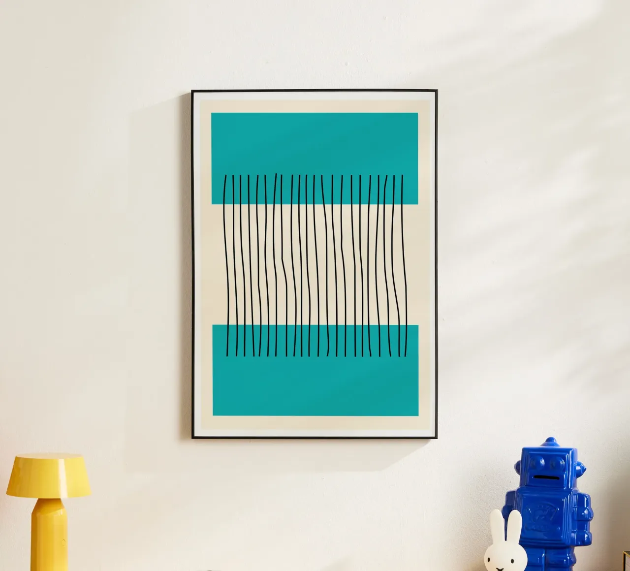 Teal Color Block Vertical Lines Abstract Minimalist Art panneau forex de Grungeo