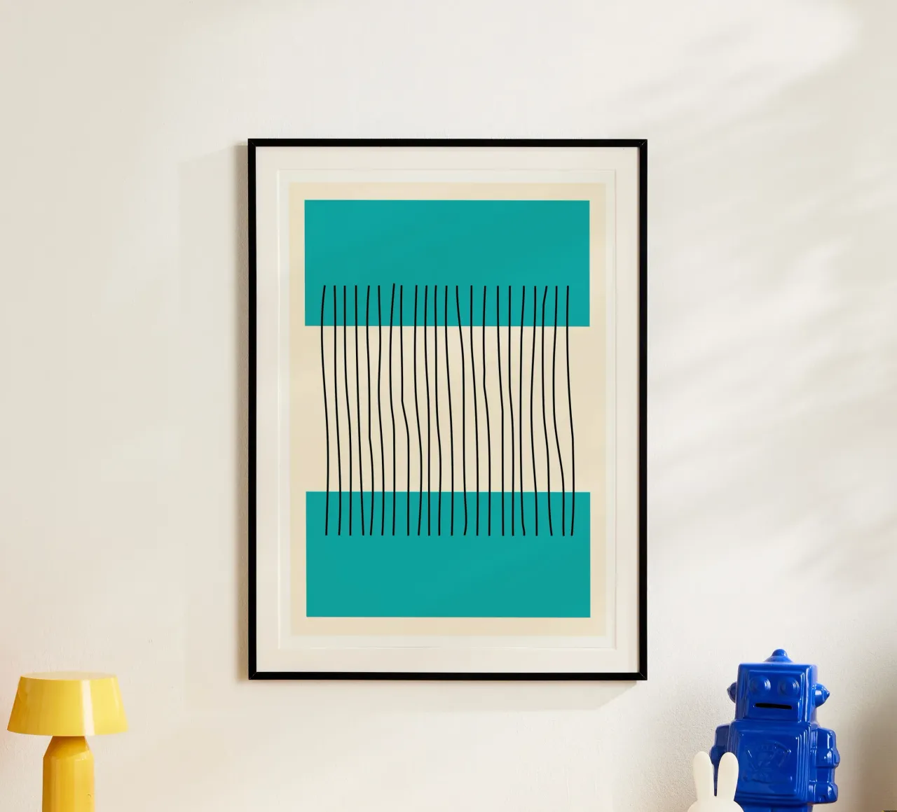Teal Farbe Block Vertikale Linien Abstrakte Minimalistische Kunst Hahnemühle von Grungeo