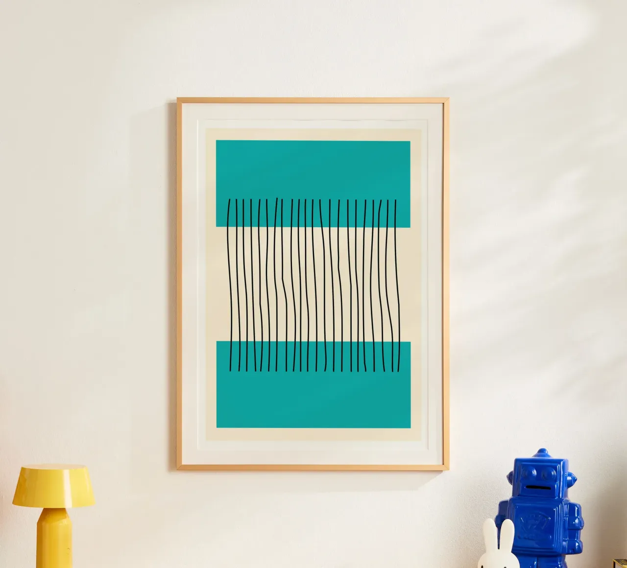 Teal Farbe Block Vertikale Linien Abstrakte Minimalistische Kunst Hahnemühle von Grungeo
