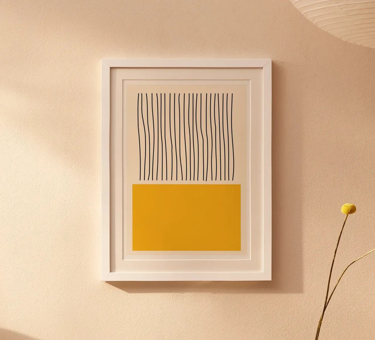 Bloc de couleurs jaune moutarde Minimaliste Lignes verticales Art hahnemühle de Grungeo