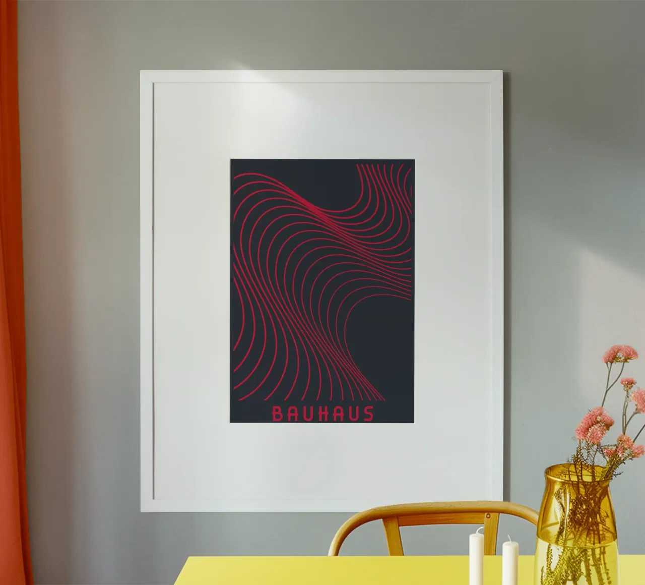 Bauhaus Op Art Wavy Lines Pink & Black Abstract Print hahnemühle by Grungeo