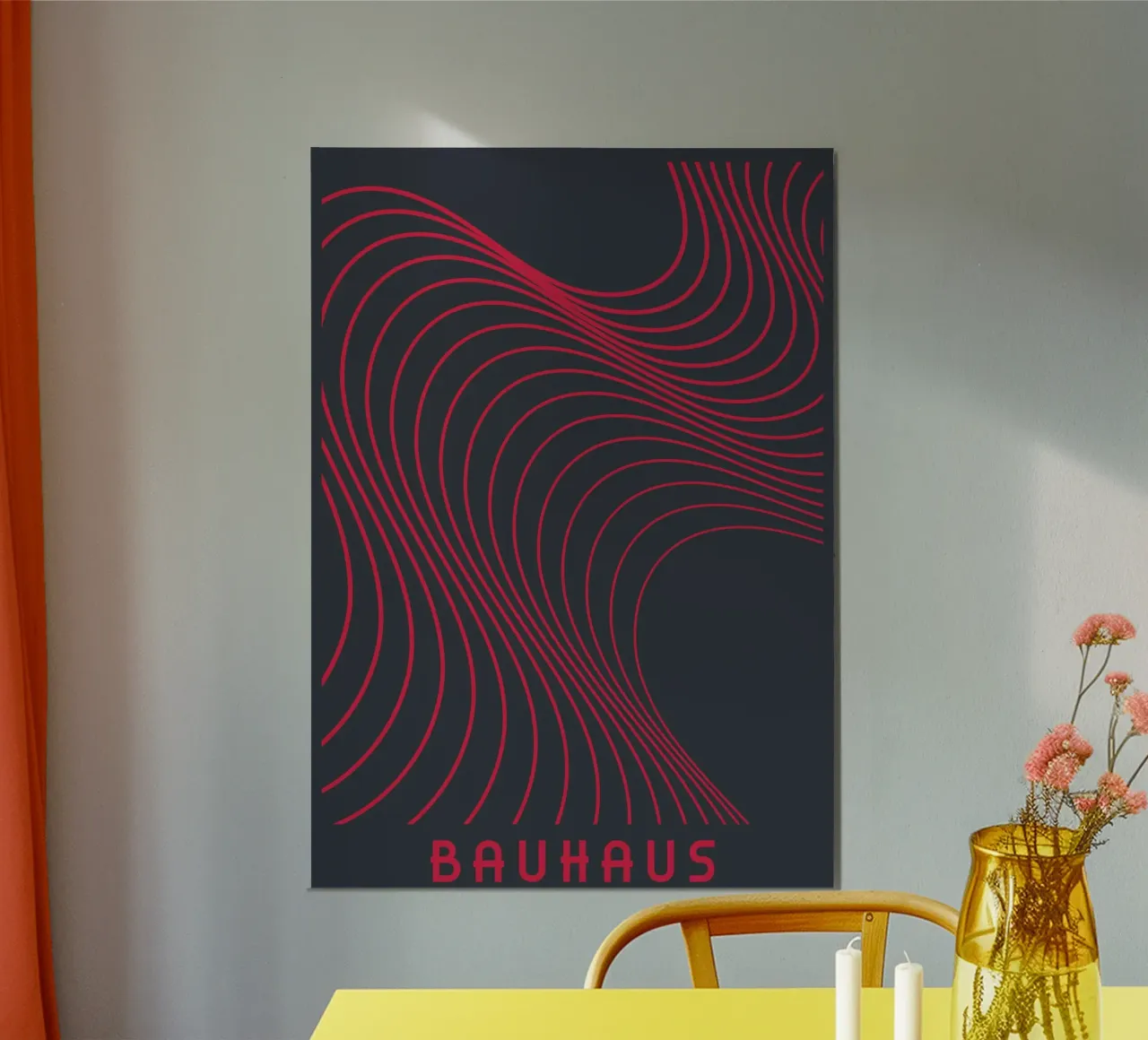 Bauhaus Op Art Wavy Lines Pink & Black Abstract Print hahnemühle by Grungeo