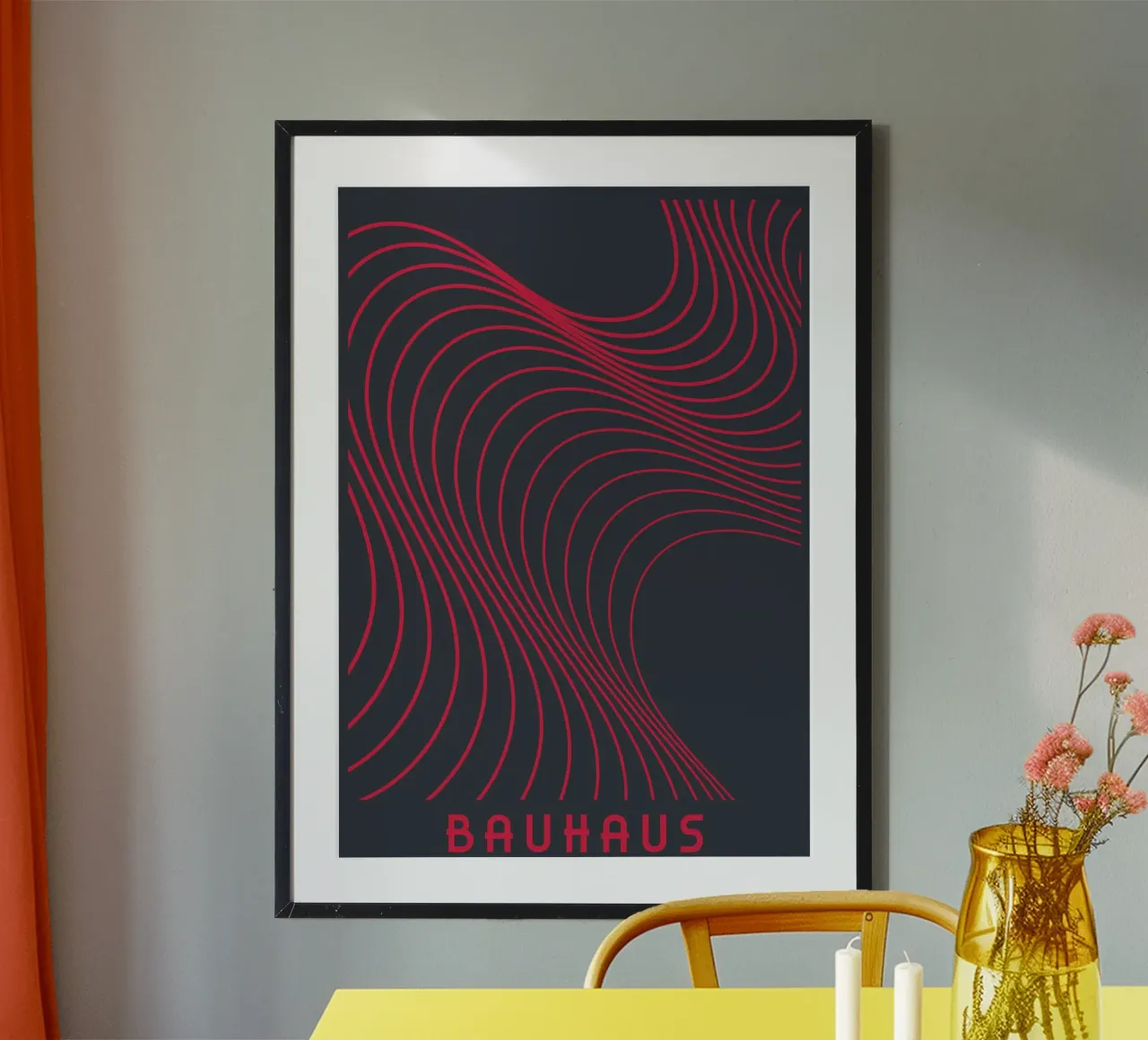 Bauhaus Op Art Wavy Lines Pink & Black Abstract Print hahnemühle by Grungeo
