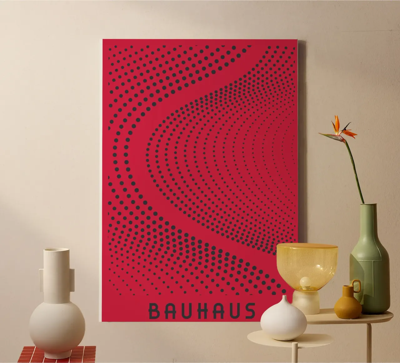Bauhaus Op Art Dot Gradient Pink Abstract Wave Print Leinwand von Grungeo