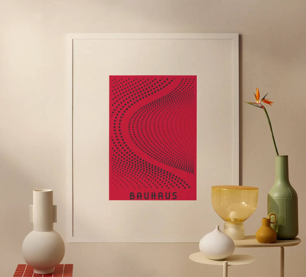 Bauhaus Op Art Dot Gradient Pink Abstract Wave Print Hahnemühle von Grungeo