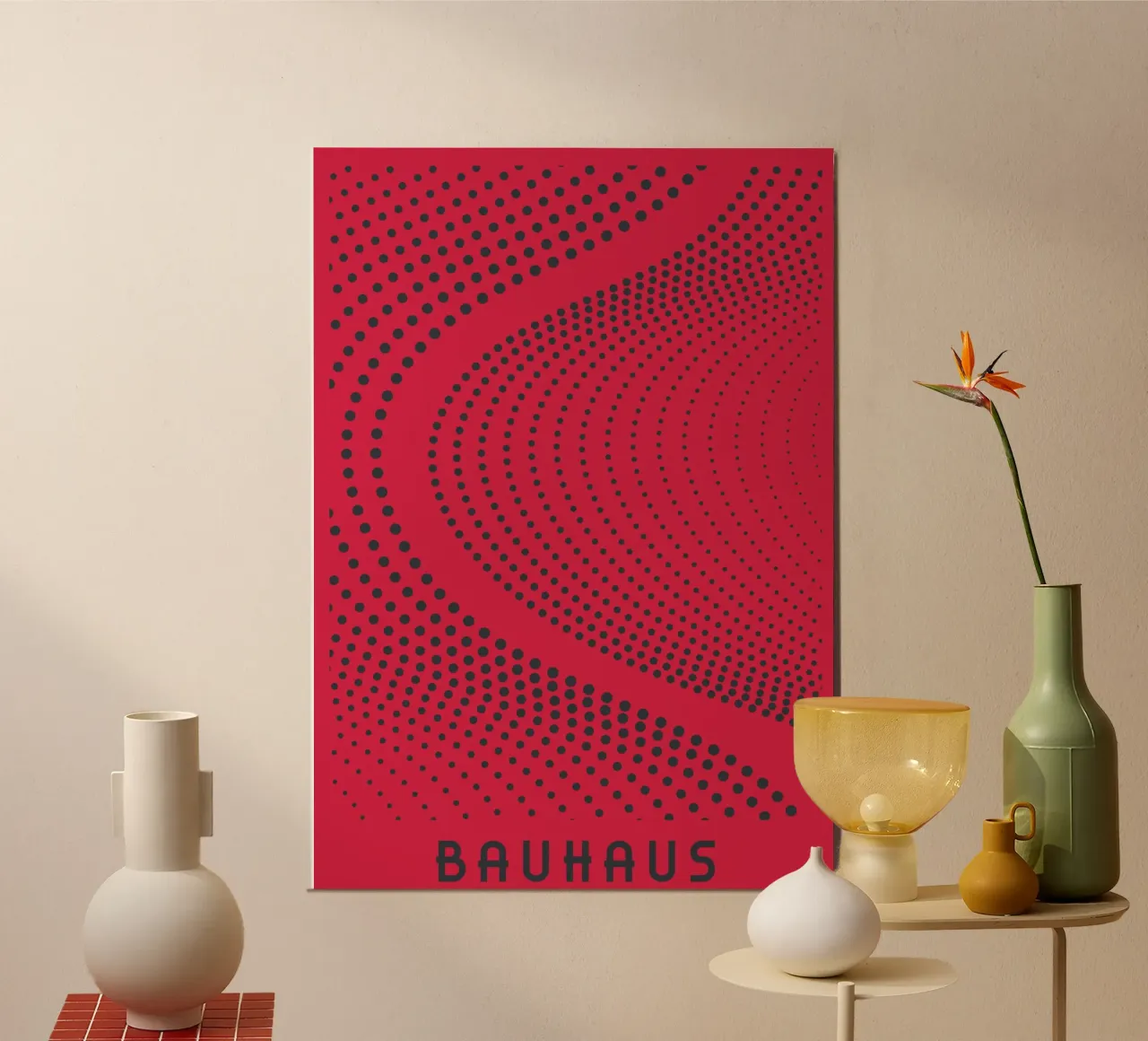 Bauhaus Op Art Dot Gradient Pink Abstract Wave Print Hahnemühle von Grungeo