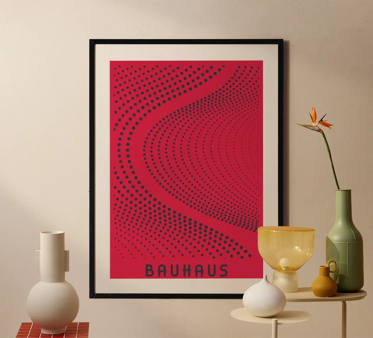 Bauhaus Op Art Dot Gradient Pink Abstract Wave Print Hahnemühle von Grungeo