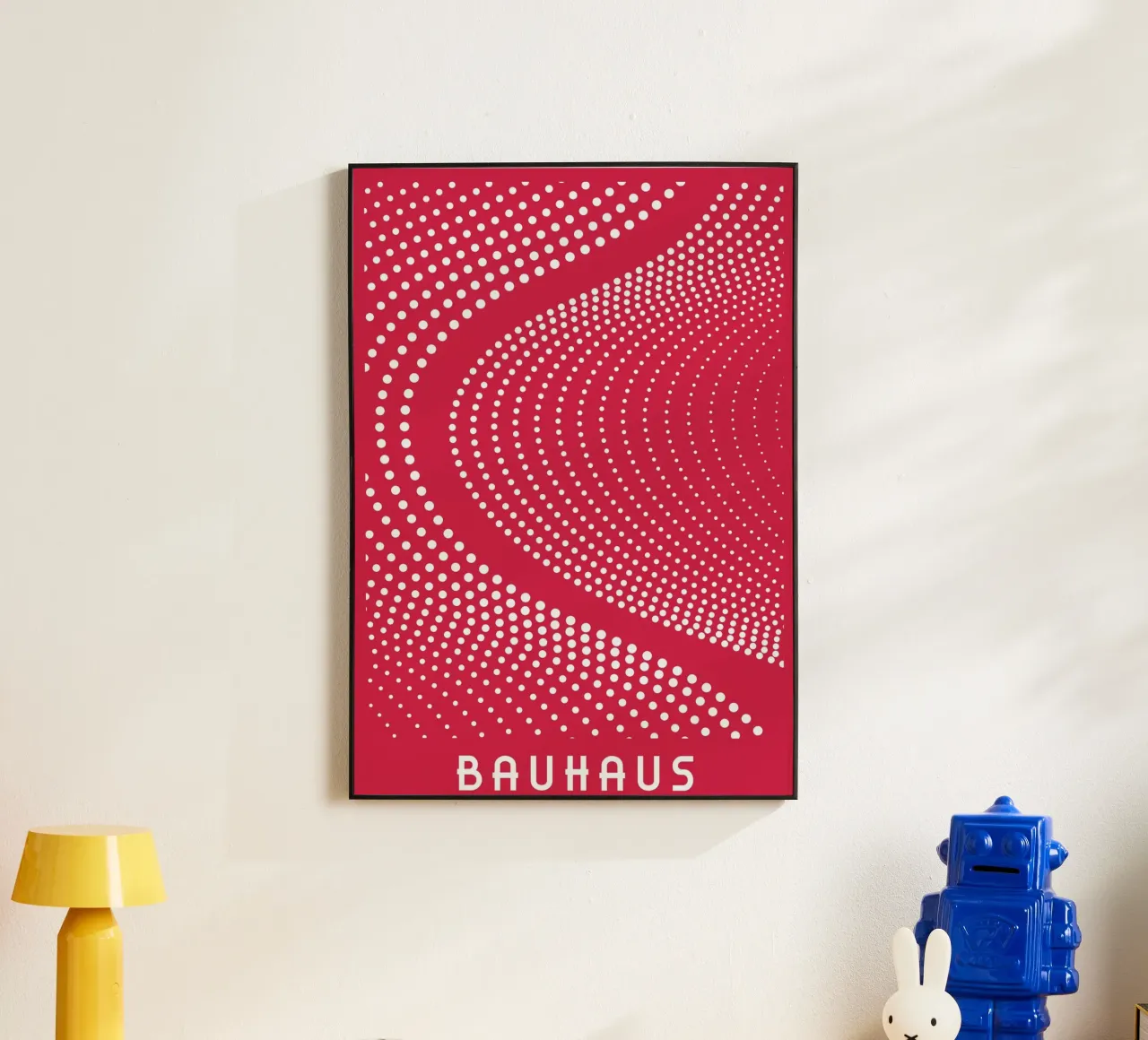 Bauhaus Op Art Dot Tunnel Red Abstract Geometric Print alu-dibond by Grungeo