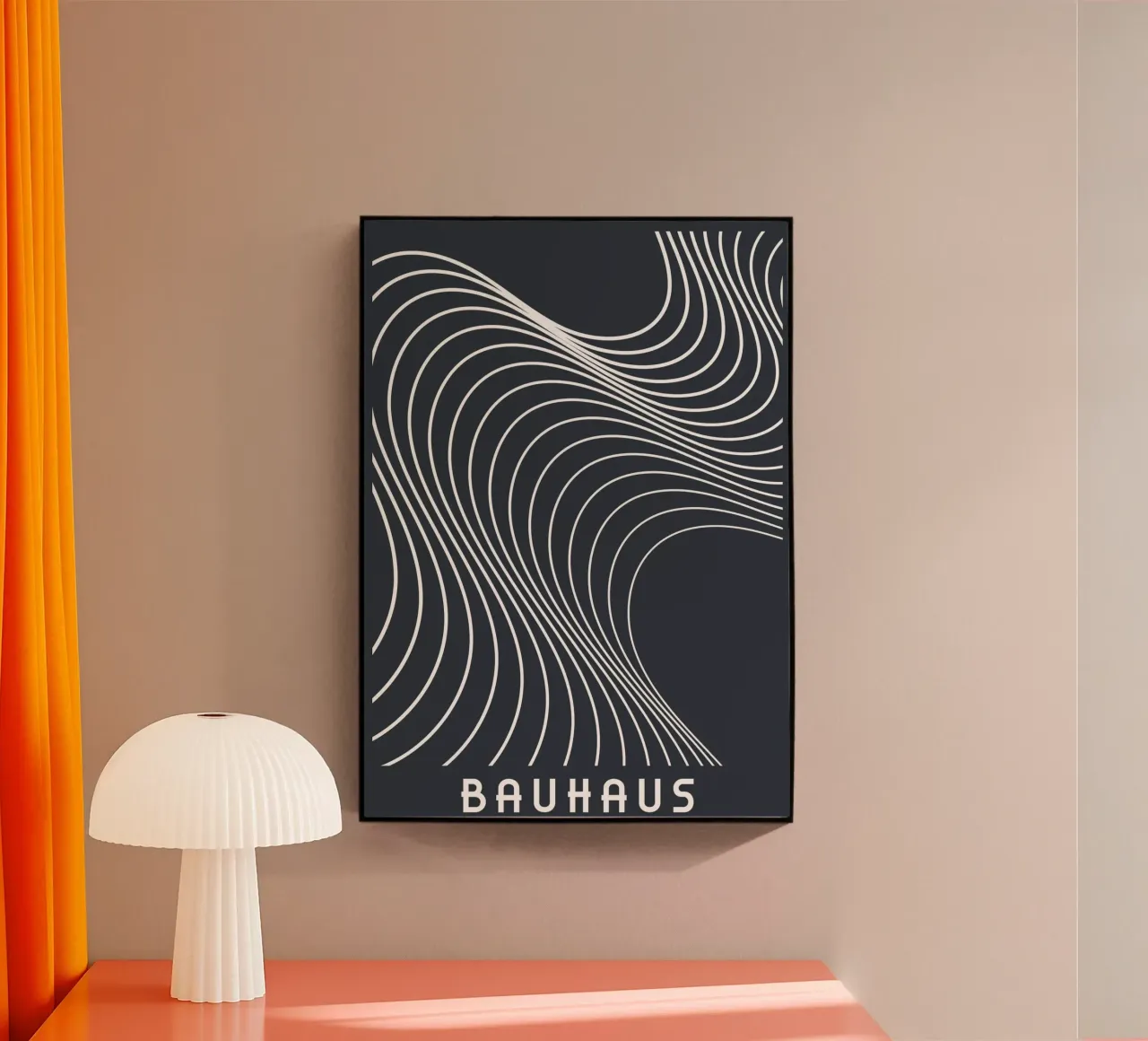 Bauhaus Op Art Linee ondulate Stampa astratta in bianco e nero plexiglass da Grungeo