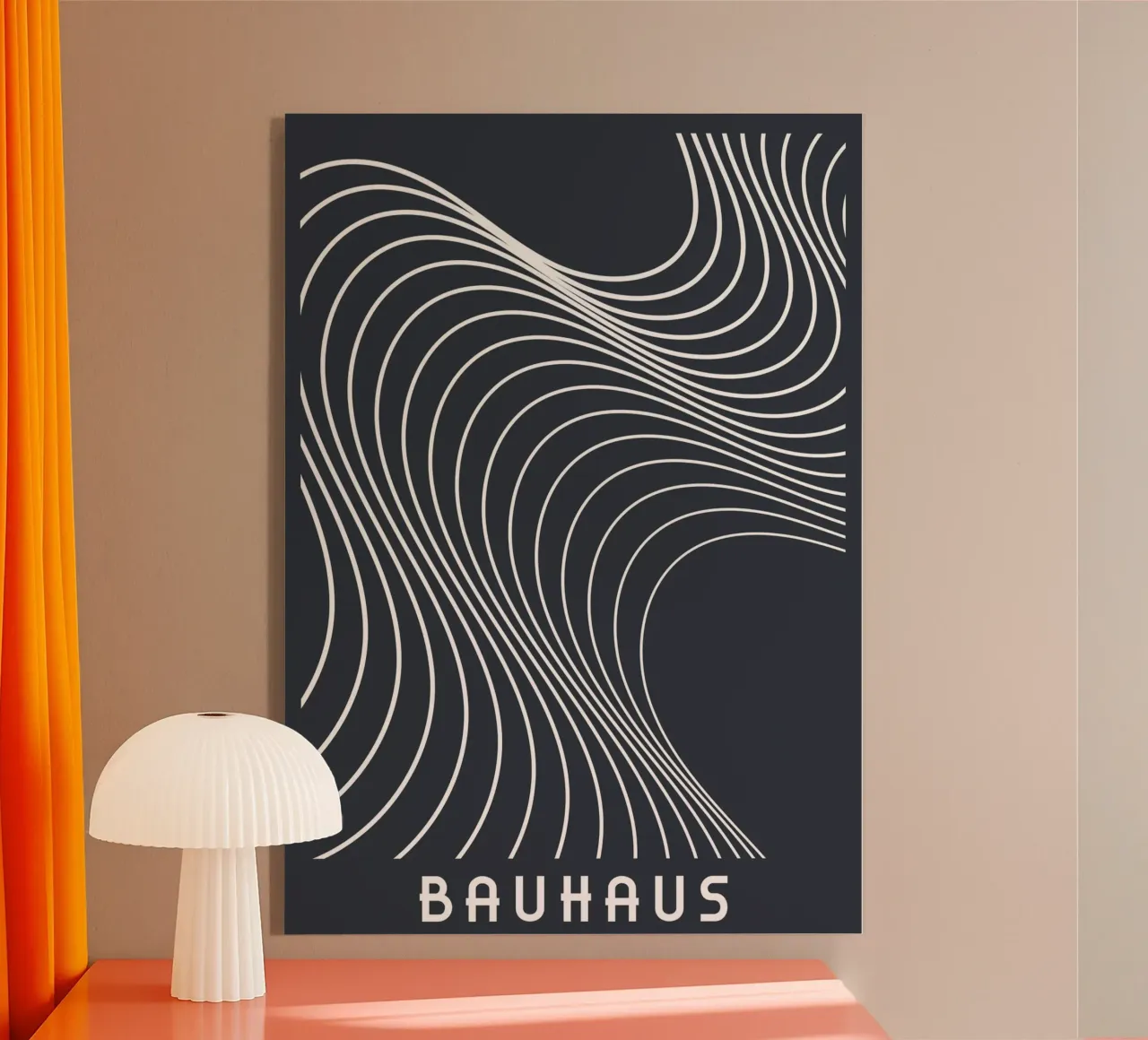 Bauhaus Op Art Linee ondulate Stampa astratta in bianco e nero plexiglass da Grungeo