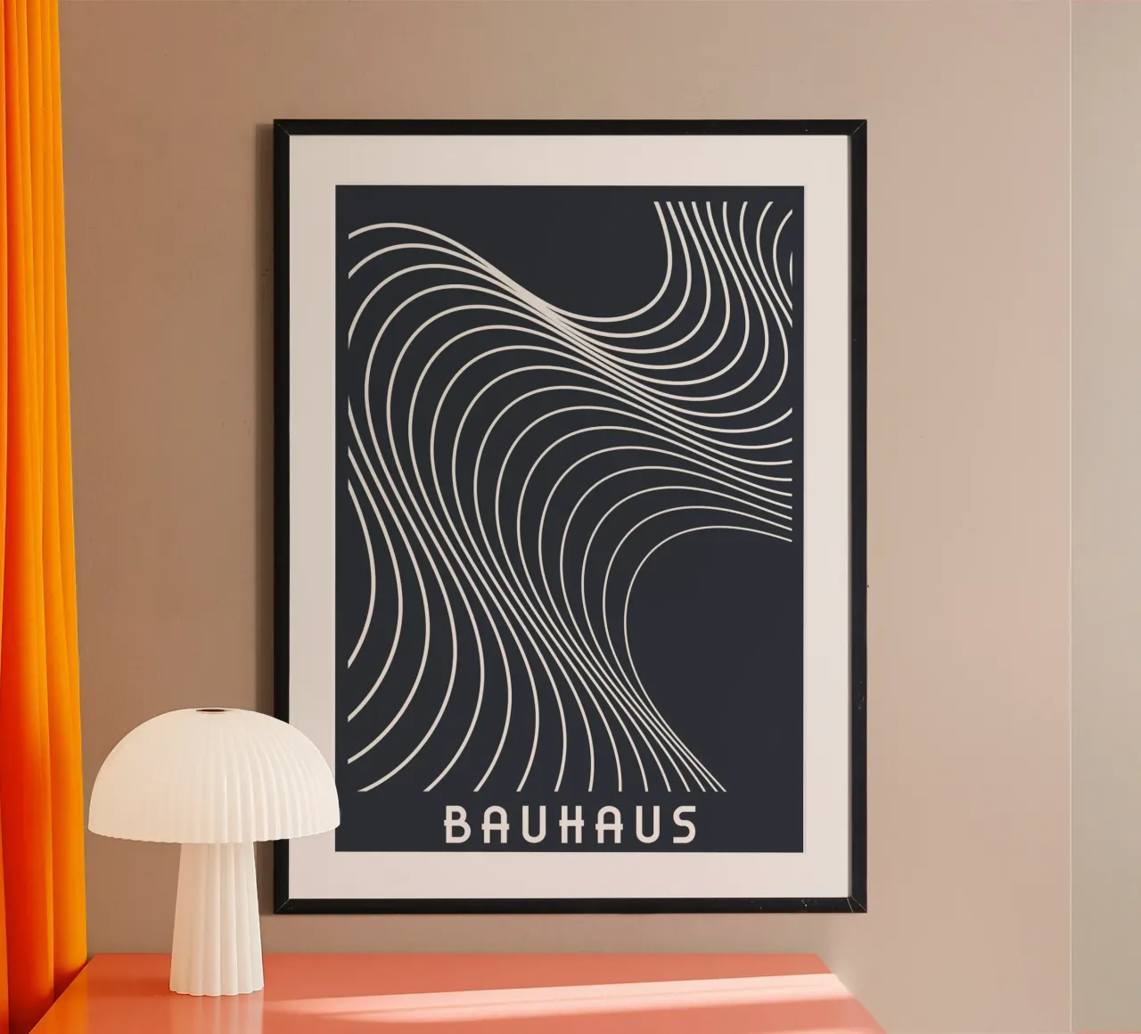 Bauhaus Op Art Golvende lijnen zwart-wit abstracte print hahnemühle van Grungeo