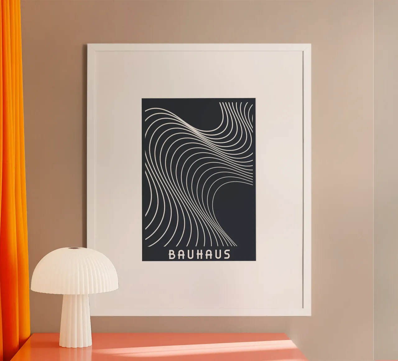 Bauhaus Op Art Golvende lijnen zwart-wit abstracte print hahnemühle van Grungeo