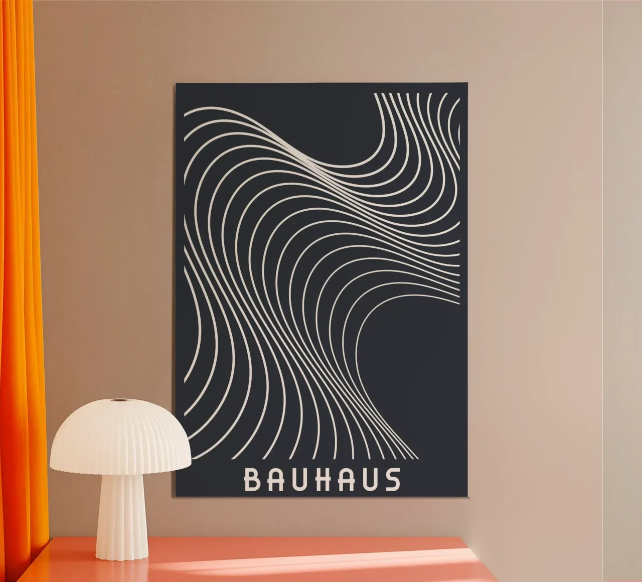 Bauhaus Op Art Golvende lijnen zwart-wit abstracte print hahnemühle van Grungeo