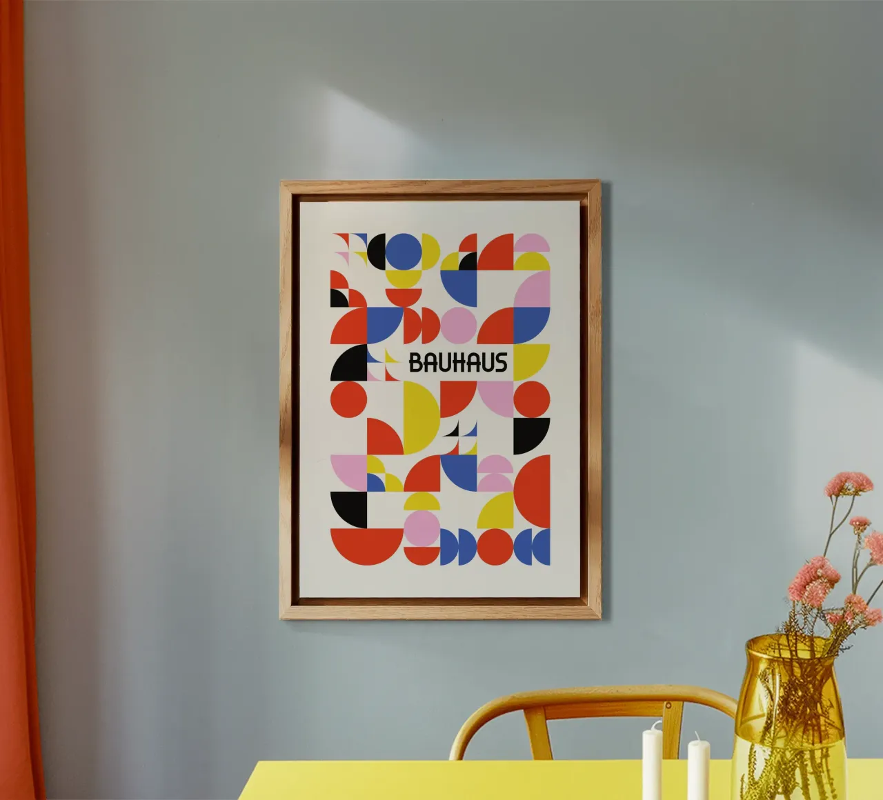 Bauhaus Geometric Shapes Pattern Vibrant Color Abstract alu-dibond by Grungeo
