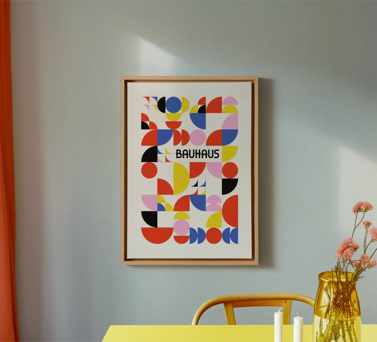 Bauhaus Geometric Shapes Pattern Vibrant Color Abstract canvas by Grungeo