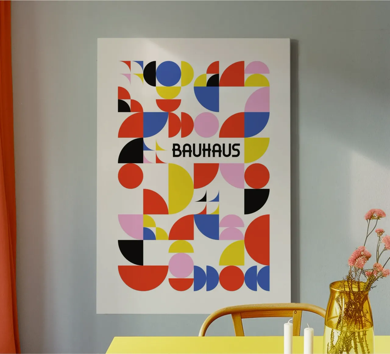 Bauhaus Geometric Shapes Pattern Vibrant Color Abstract canvas by Grungeo