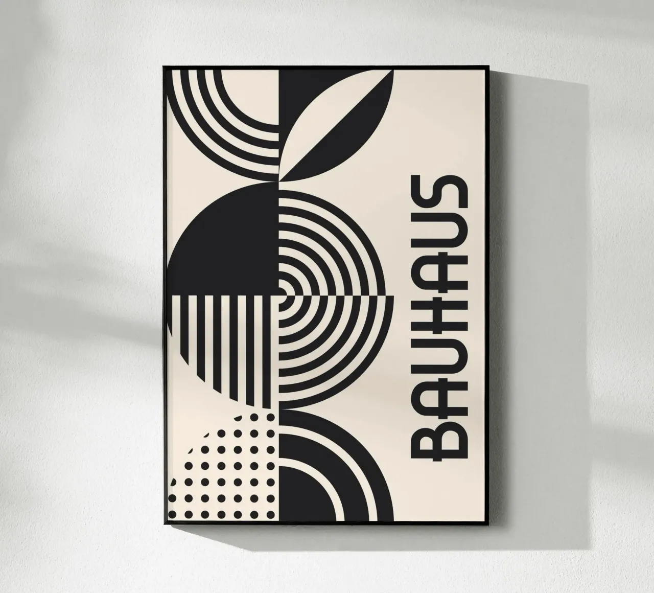 Bauhaus forme geometriche strisce bianco e nero astratto plexiglass da Grungeo