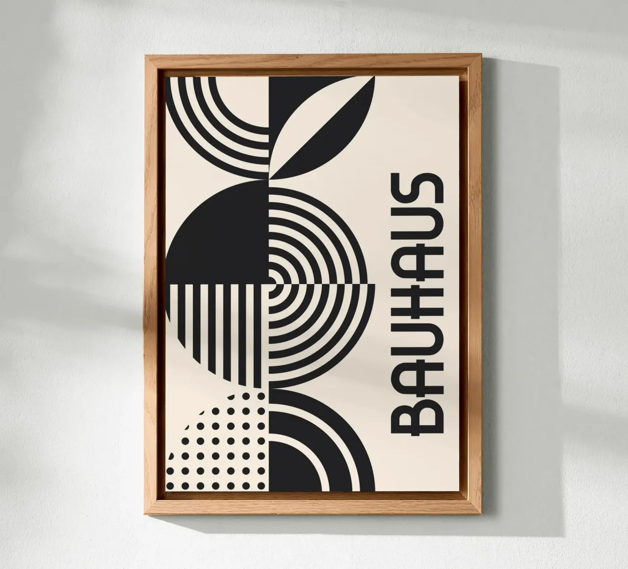 Bauhaus forme geometriche strisce bianco e nero astratto pannello forex da Grungeo