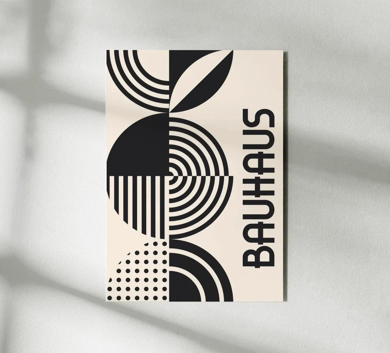 Bauhaus forme geometriche strisce bianco e nero astratto pannello forex da Grungeo