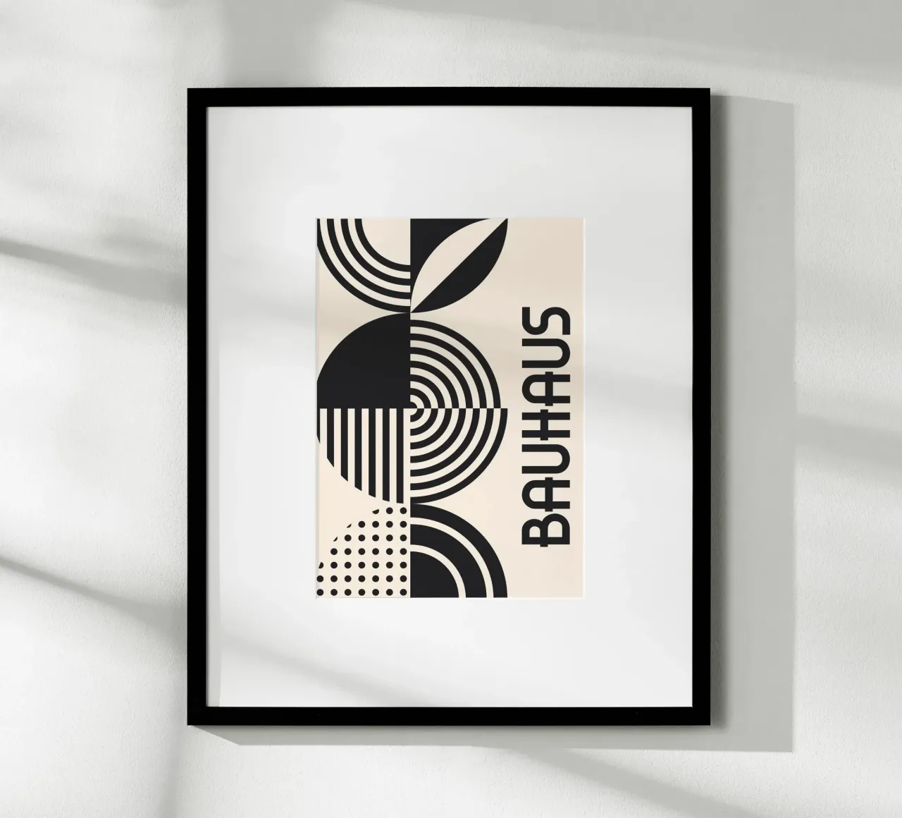 Bauhaus forme geometriche strisce bianco e nero astratto carta hahnemühle da Grungeo