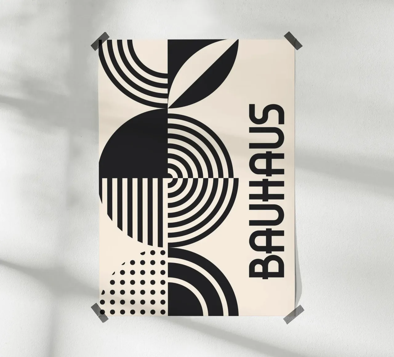 Bauhaus forme geometriche strisce bianco e nero astratto carta hahnemühle da Grungeo