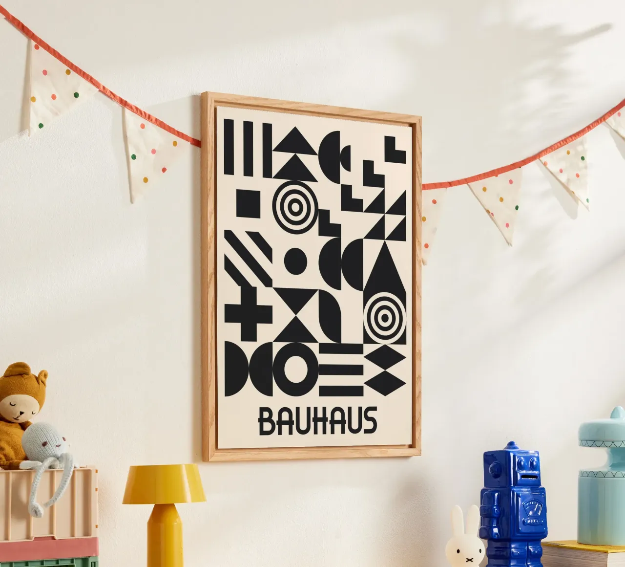 Bauhaus Forme geometriche Complesso motivo in bianco e nero plexiglass da Grungeo