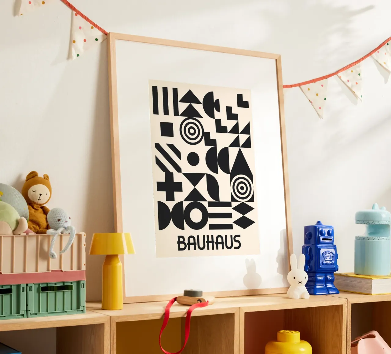 Bauhaus Forme geometriche Complesso motivo in bianco e nero carta hahnemühle da Grungeo