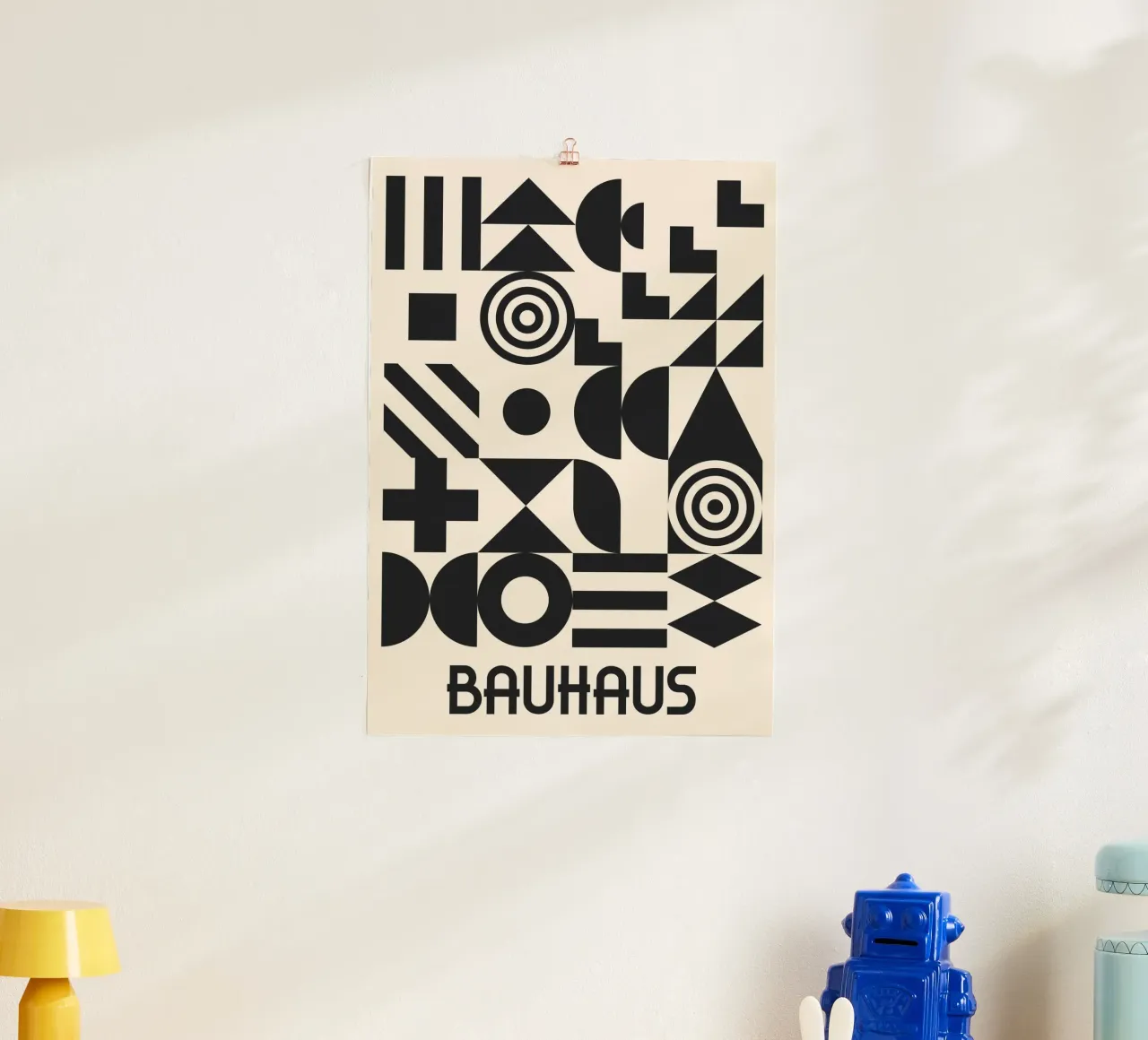 Bauhaus Forme geometriche Complesso motivo in bianco e nero carta hahnemühle da Grungeo