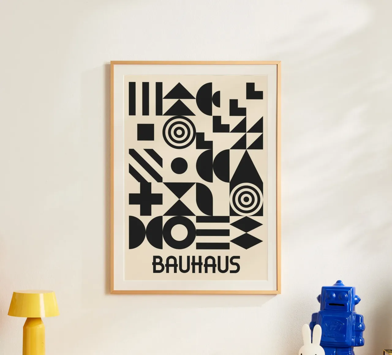 Bauhaus Forme geometriche Complesso motivo in bianco e nero carta hahnemühle da Grungeo
