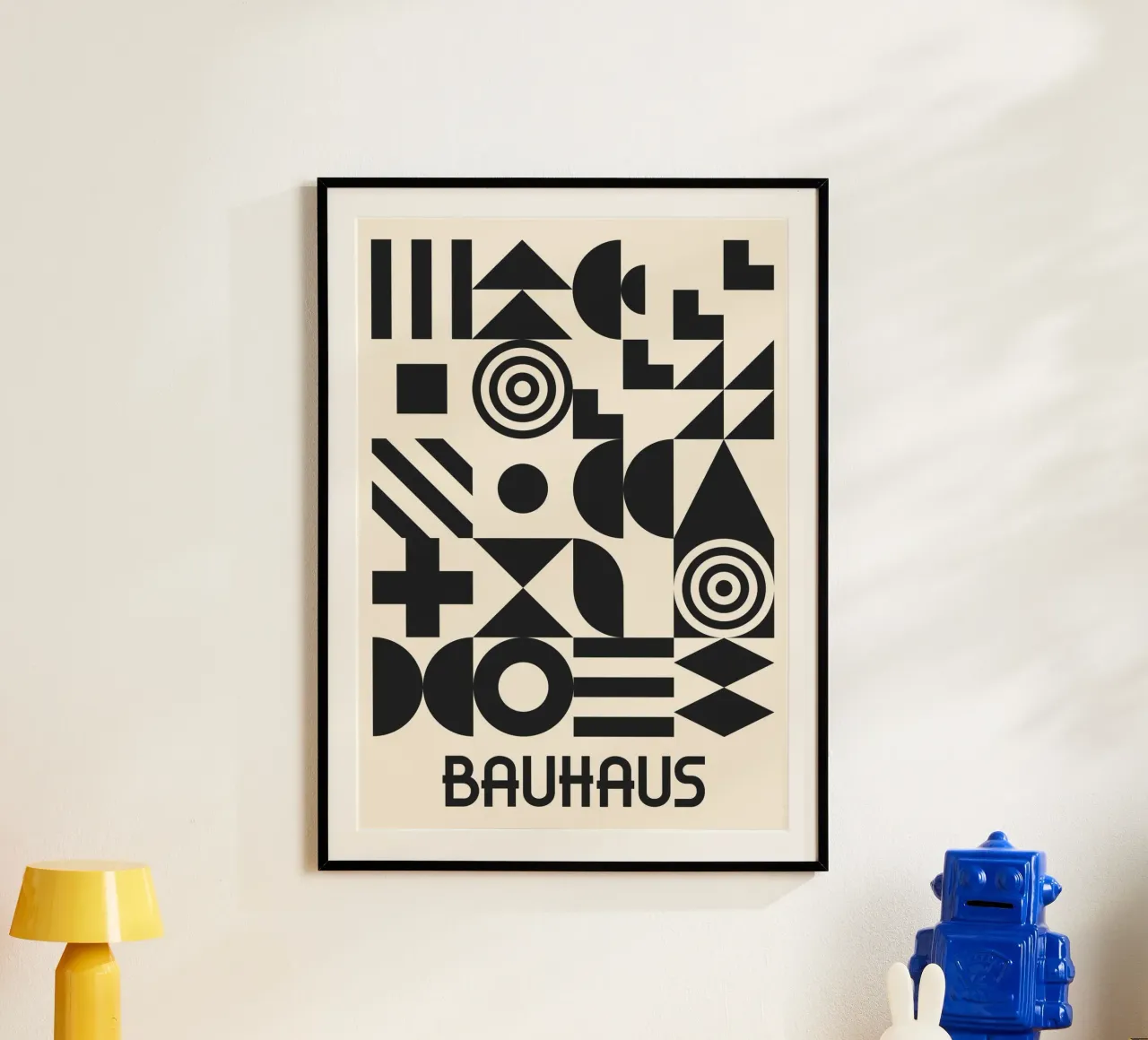 Bauhaus Forme geometriche Complesso motivo in bianco e nero carta hahnemühle da Grungeo