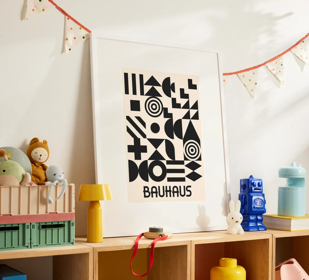 Bauhaus Forme geometriche Complesso motivo in bianco e nero carta hahnemühle da Grungeo