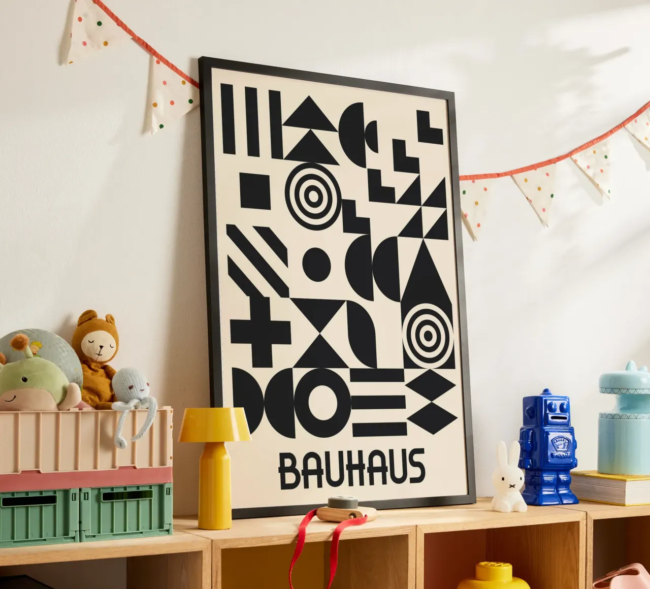 Bauhaus Forme geometriche Complesso motivo in bianco e nero carta hahnemühle da Grungeo
