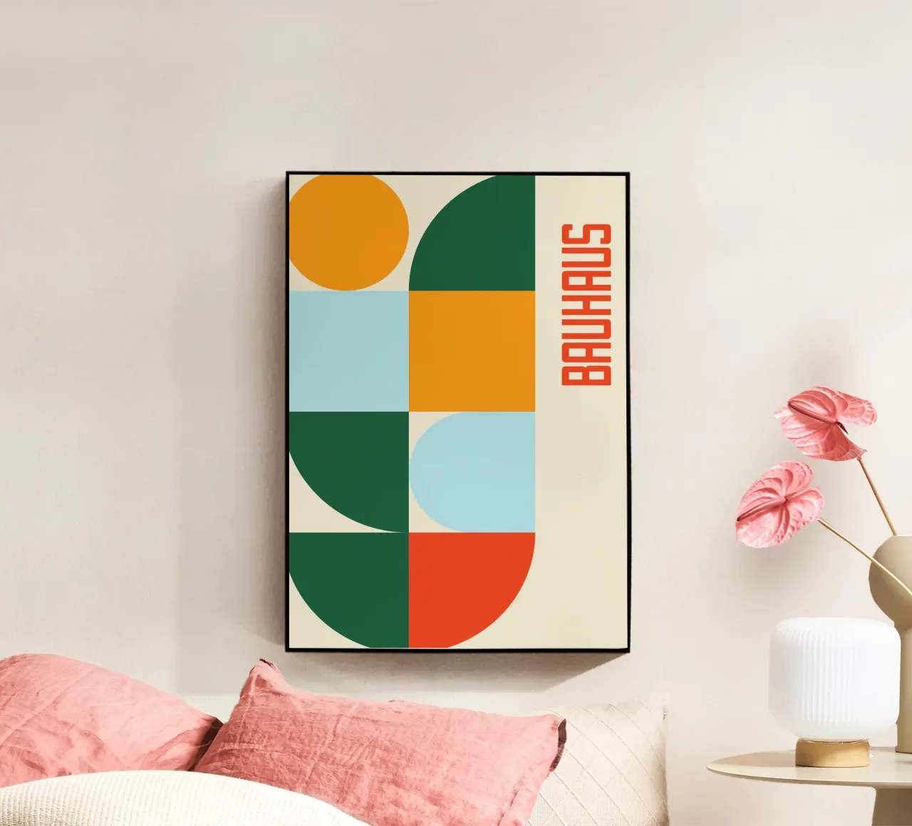 Bauhaus Geometrische Vormen Kleurblok Abstracte Kunstdruk acryl van Grungeo