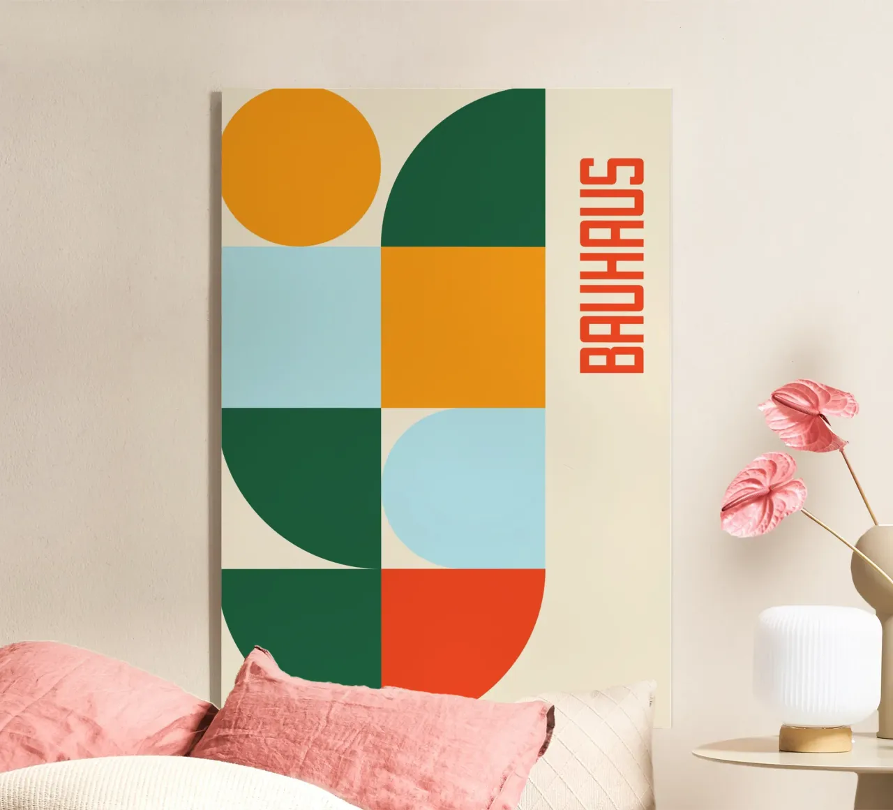 Bauhaus Geometric Shapes Color Block Abstract Art Print metacrilato de Grungeo