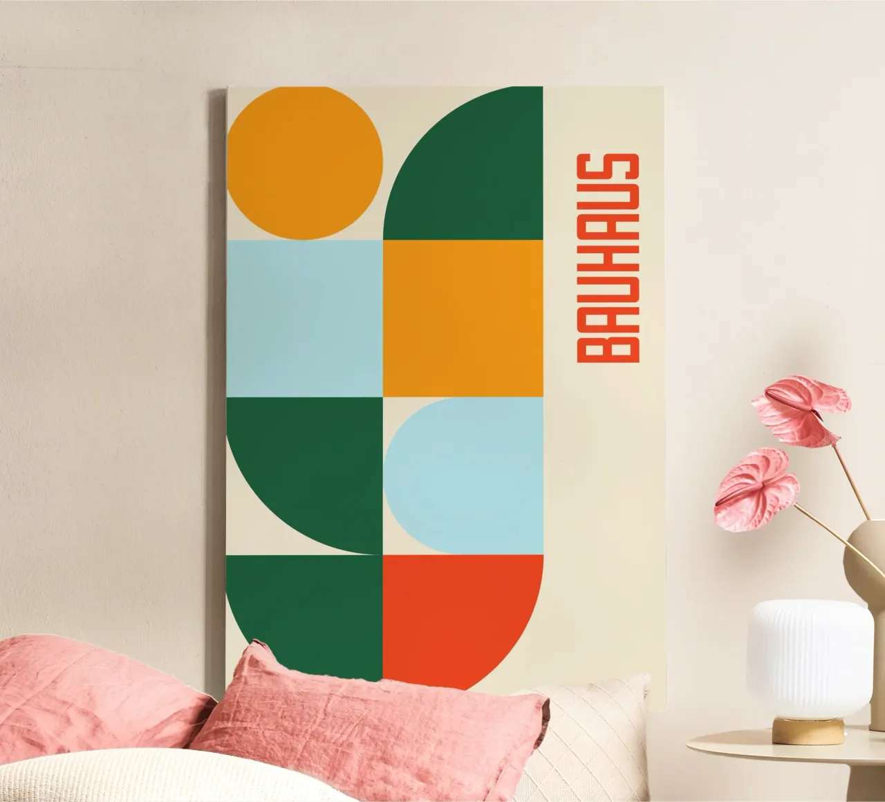 Bauhaus Forme geometriche a blocchi di colore Stampa d'arte astratta tela da Grungeo
