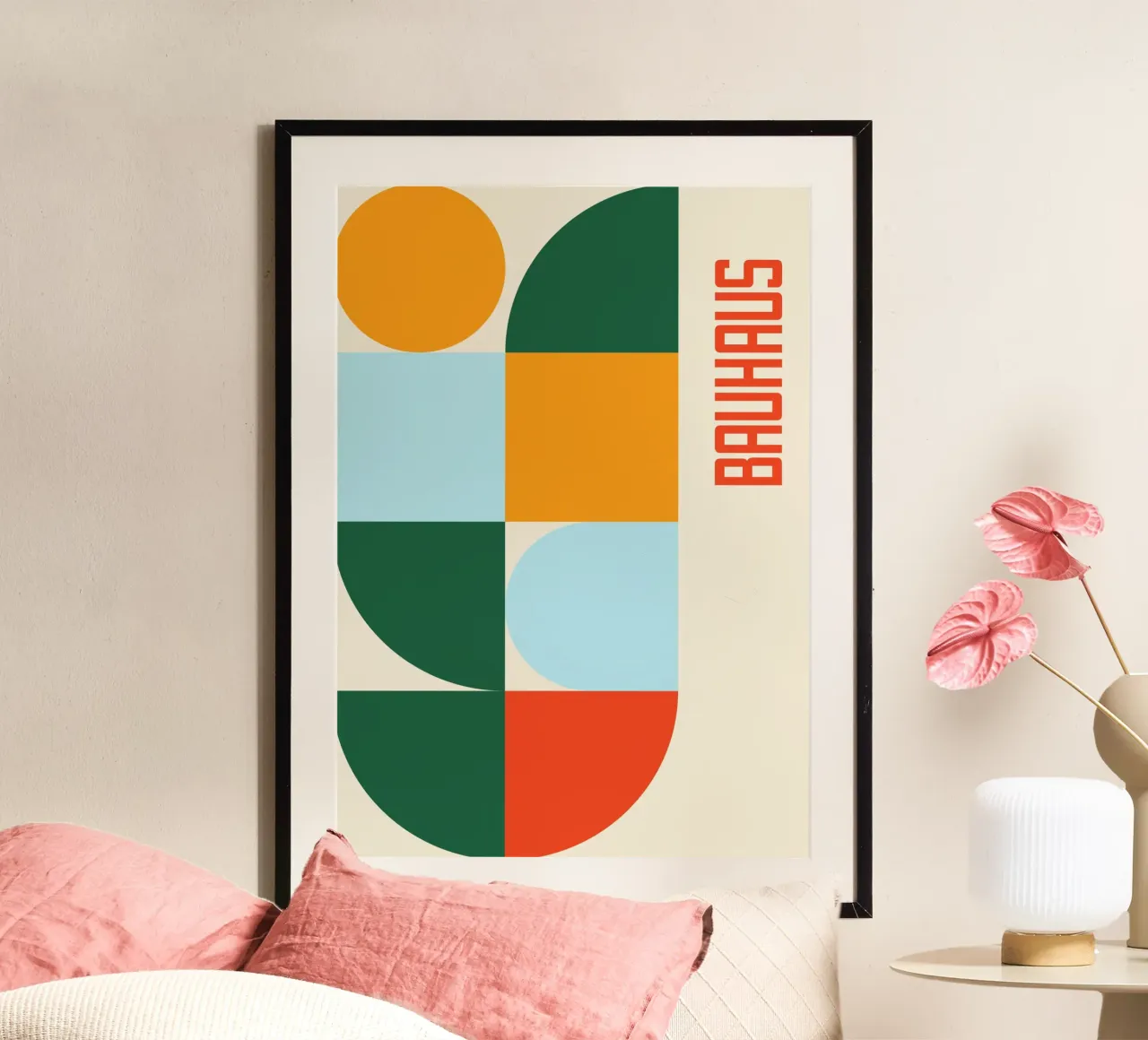 Bauhaus Geometric Shapes Color Block Abstract Art Print hahnemühle by Grungeo