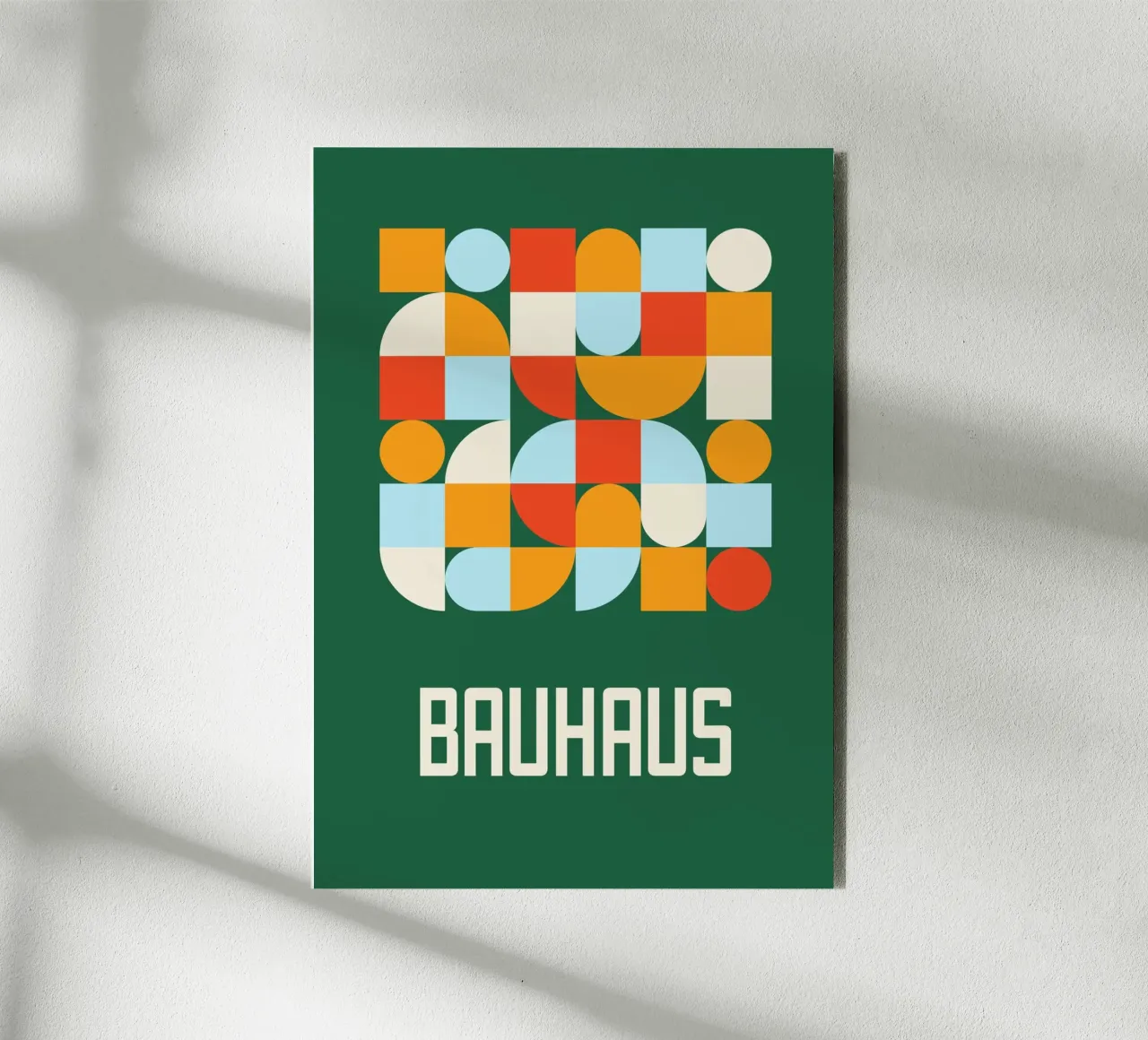 Bauhaus Forme geometriche Verde foresta Arte a blocchi di colore pannello forex da Grungeo