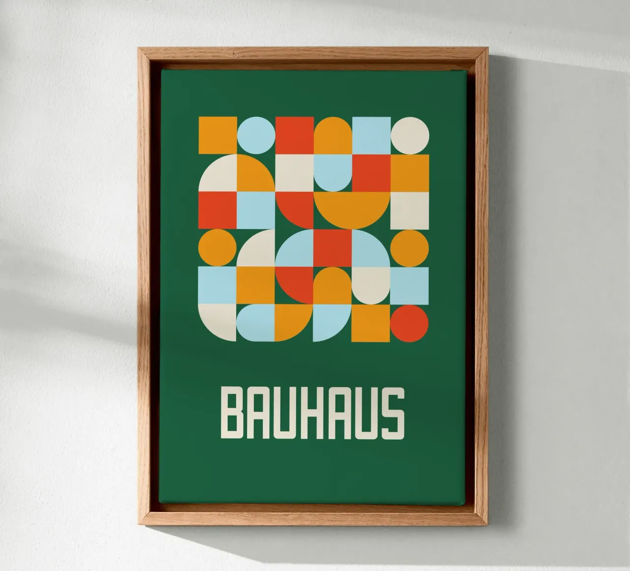 Bauhaus Geometric Shapes Forest Green Color Block Art canvas by Grungeo